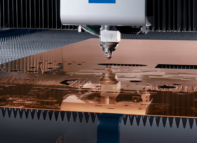 Industrial laser cutting a copper sheet