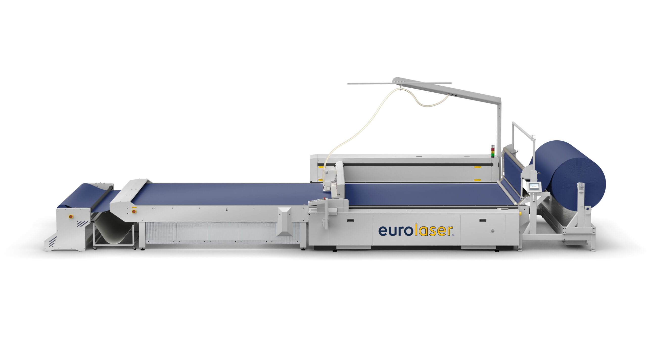 Wide-format industrial laser cutter with automatic material feed
