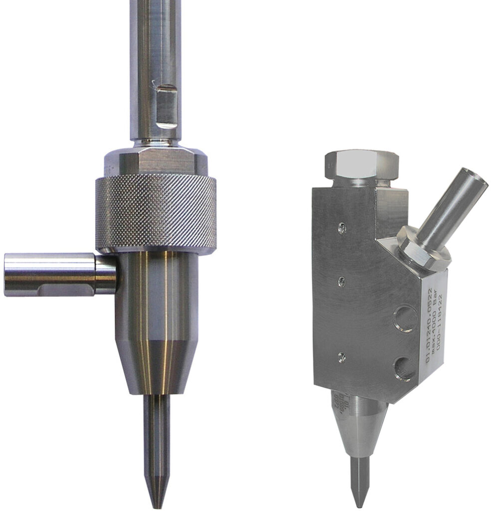 Abrasive waterjet nozzles showing the mixing hardware whose inside diameters a listing prints
